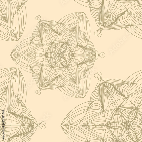 Seamless. Mirror pattern, repeating lines. Star, children coloring, drawing. Black and white snowflake. Cartoon raster