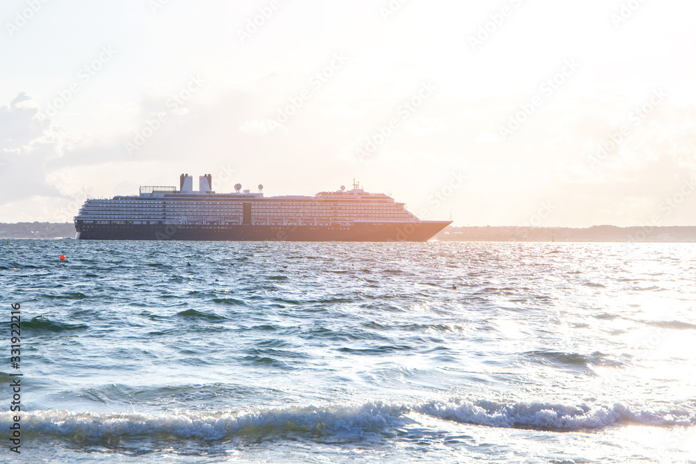 Cruise Ship on Sea or Ocean Tropical Scenic Concept