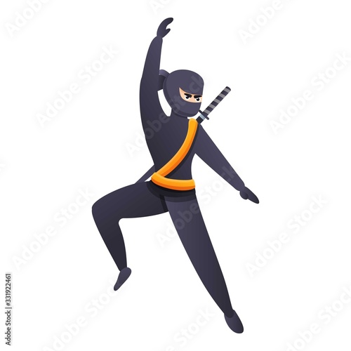 Jumping ninja icon. Cartoon of jumping ninja vector icon for web design isolated on white background