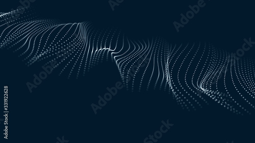 Fototapeta Naklejka Na Ścianę i Meble -  Wave of particles. Futuristic point wave. Vector illustration. Abstract background with a dynamic wave. Wave 3d.