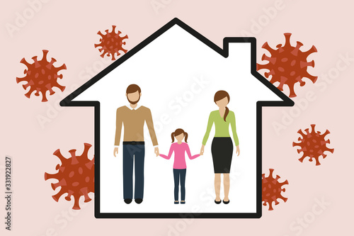 family in house quarantine virus info graphic vector illustration EPS10