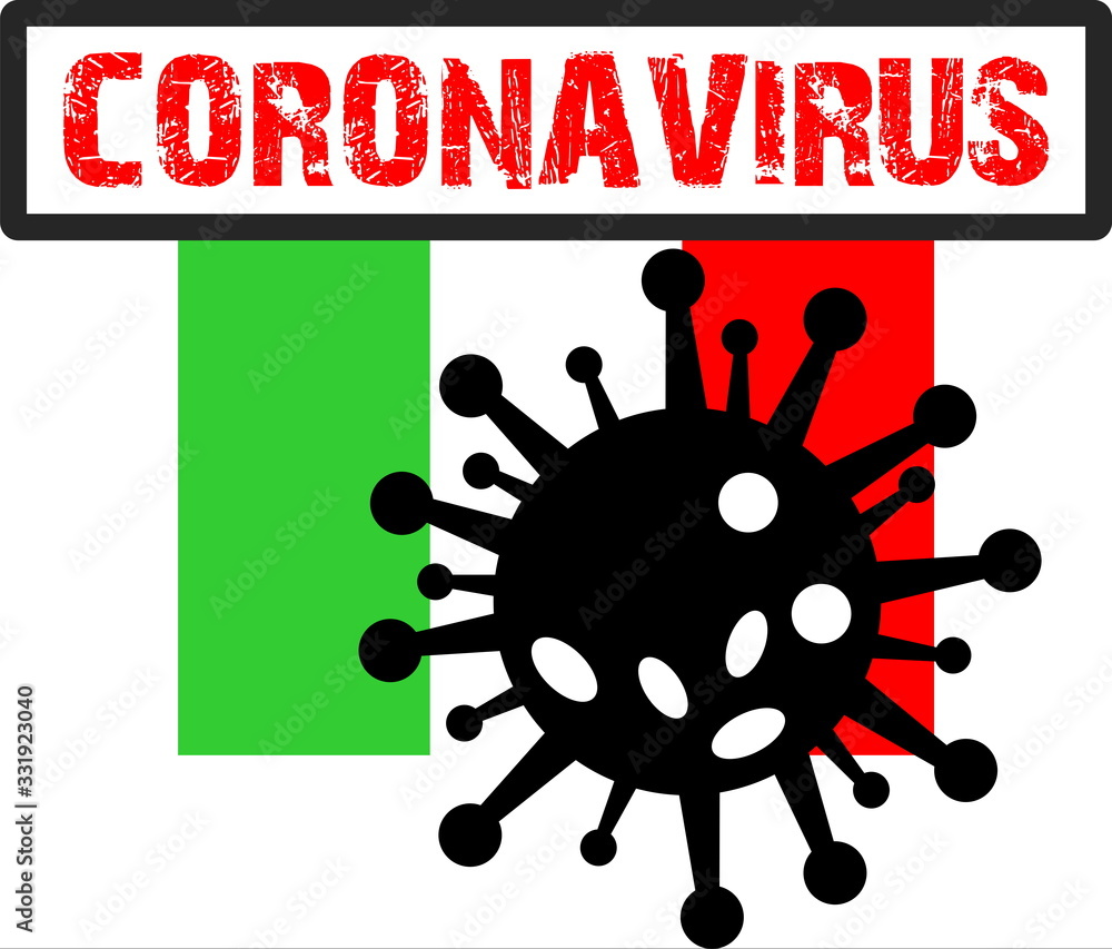 Coronavirus in Italy icon symbol and italian flag