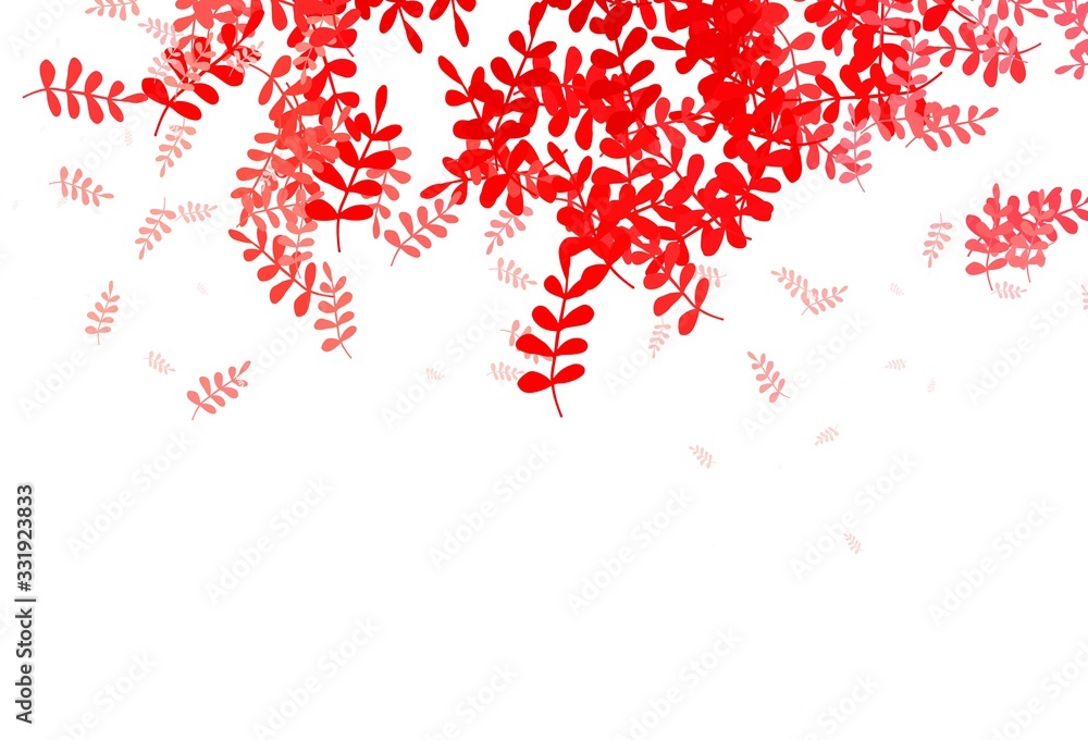 Light Red vector doodle pattern with leaves. Light Red vector doodle pattern with leaves.