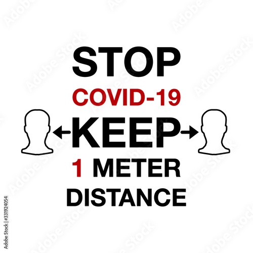 Keep 1 meter distance social distancing sign