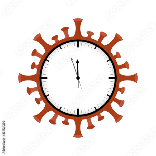 virus warning clock shortly before twelve vector illustration EPS10