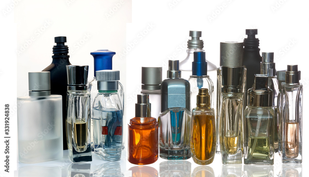 Perfume bottles in a white background Perfume bottles in a white background
