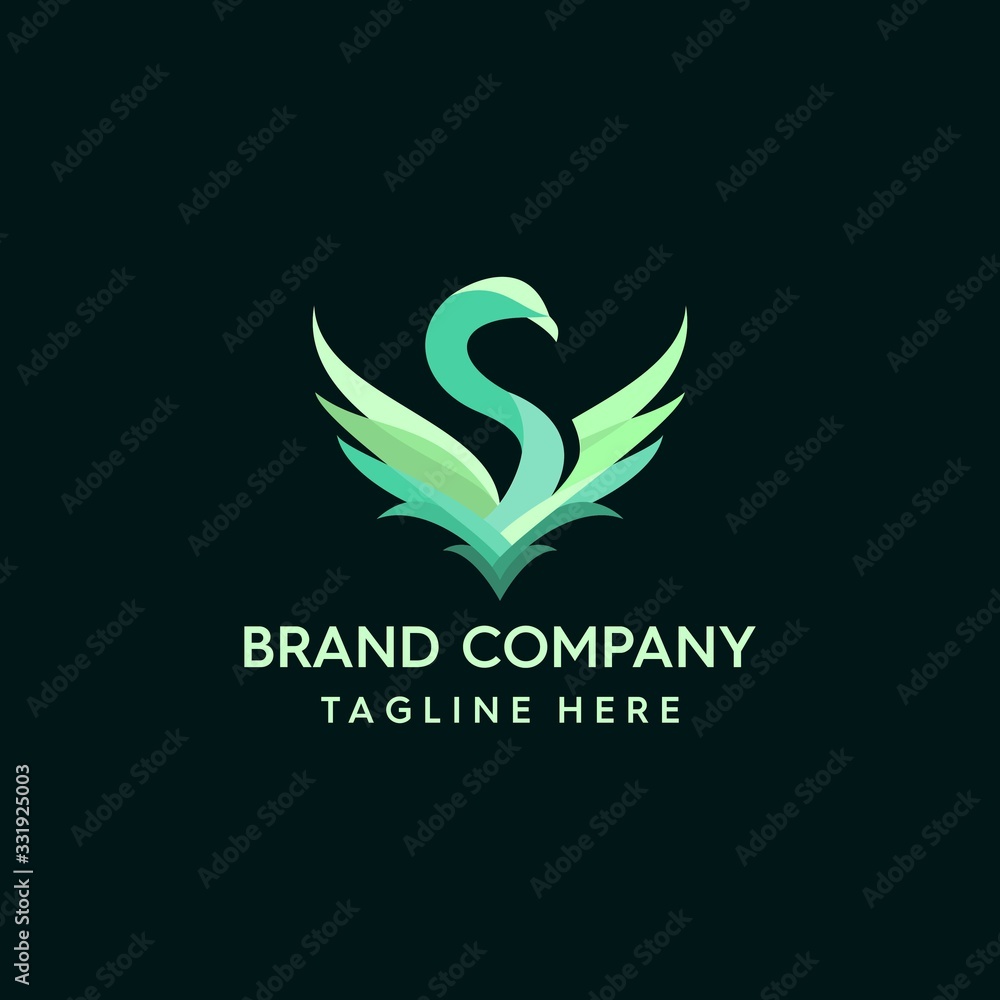 Beautiful abstract gradient swan Logo Beautiful abstract gradient swan Logo