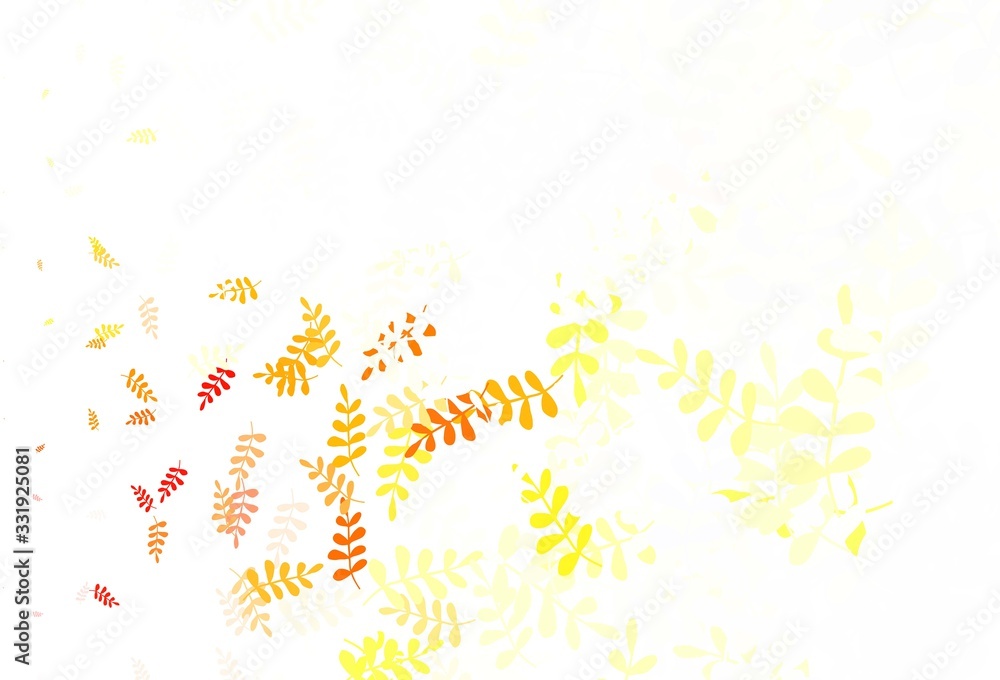 Fototapeta premium Light Yellow vector abstract pattern with leaves.