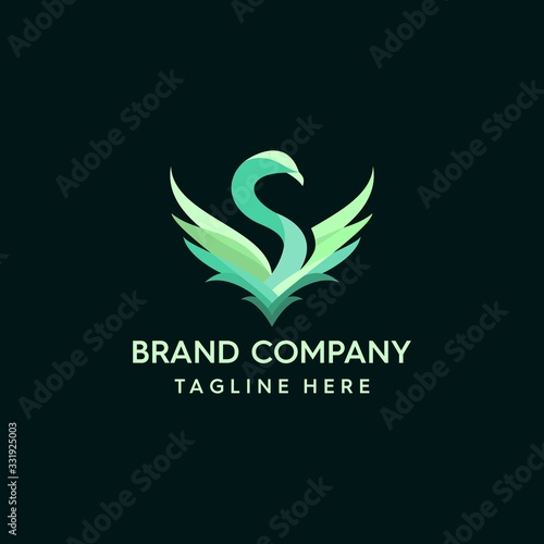 Beautiful abstract gradient swan Logo