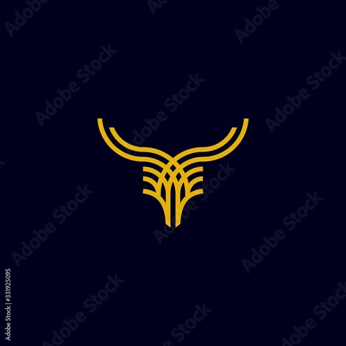 Mono line bull horn Abstract logo