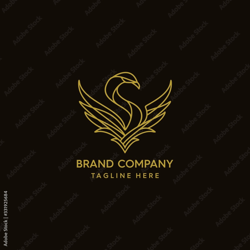 Mono line beauty swan logo