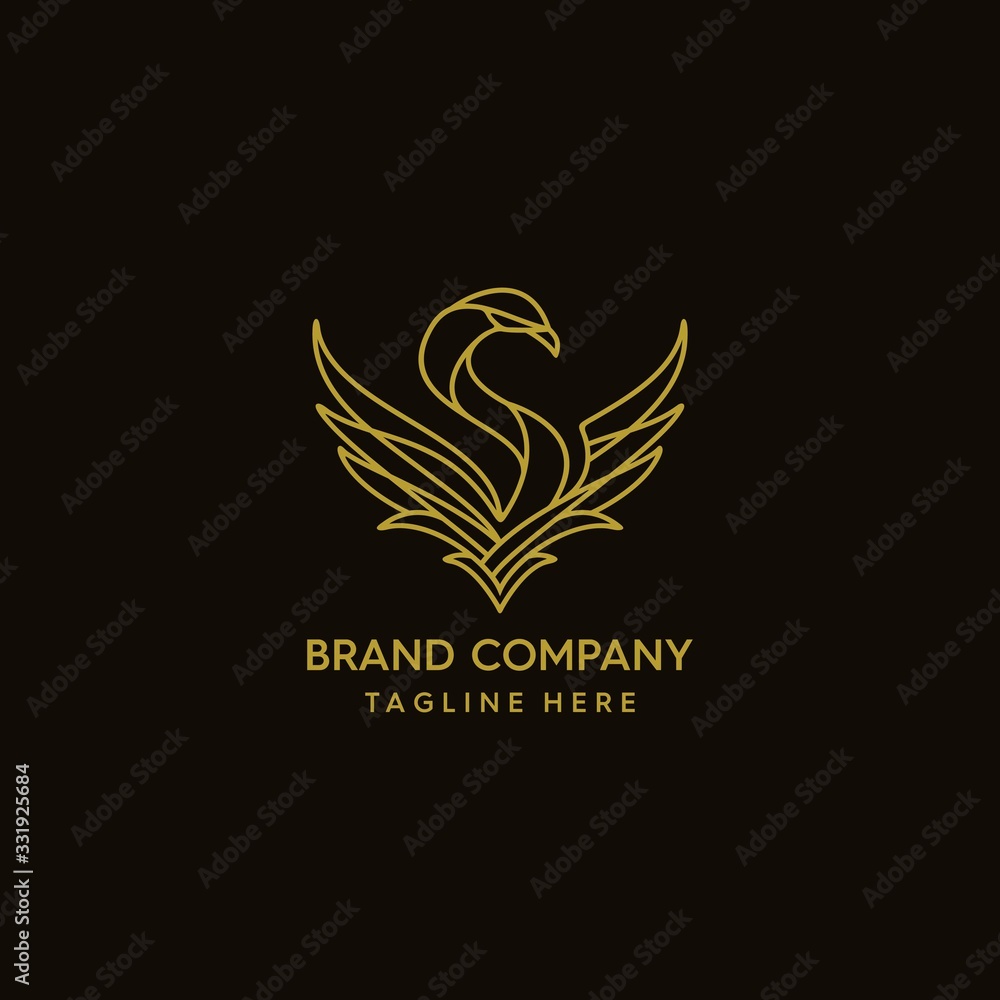 Fototapeta premium Mono line beauty swan logo