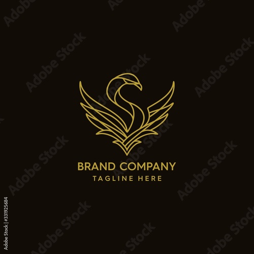 Mono line beauty swan logo