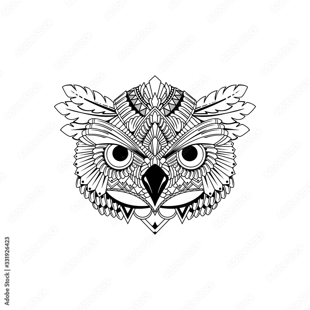 Black and white owl background illustration Black and white owl background illustration