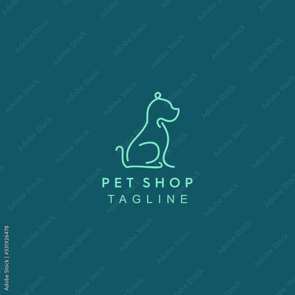 Mono line elegant sitting dog Logo Mono line elegant sitting dog Logo