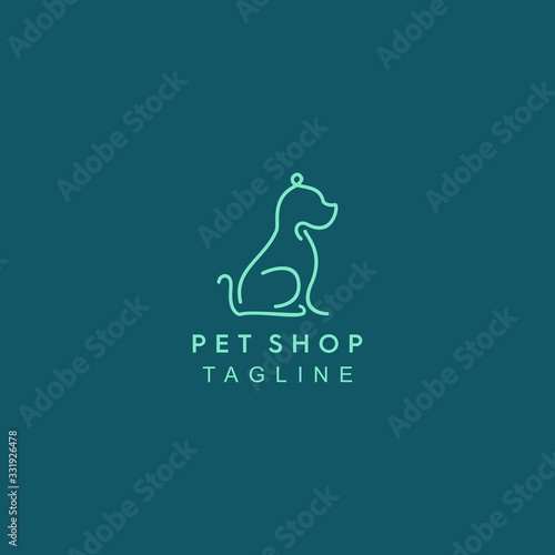 Mono line elegant sitting dog Logo
