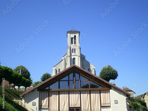 Miribel-les-Échelles, France - July 13th 2007 : View of the church Saint-Maurice.