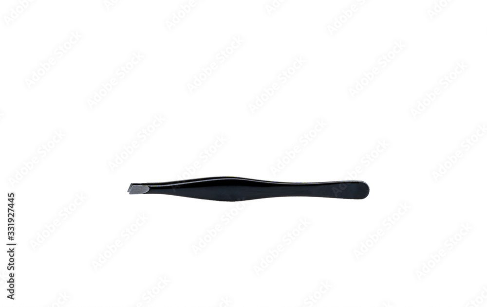 Black hair removal tweezers White background and isolated Black hair removal tweezers White background and isolated