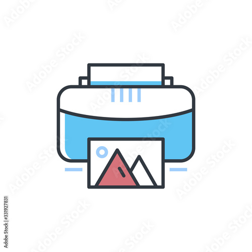 photo printer  vector icon Color Illustration.