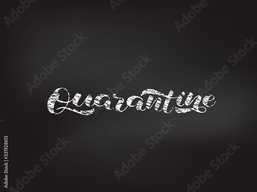Novel coronavirus (COVID-19 or 2019-nCoV). Quarantine brush lettering on a beige circle background. Concept of coronavirus quarantine. Vector illustration for poster or banner