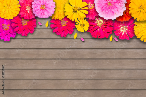 beautiful flower with wood texture background