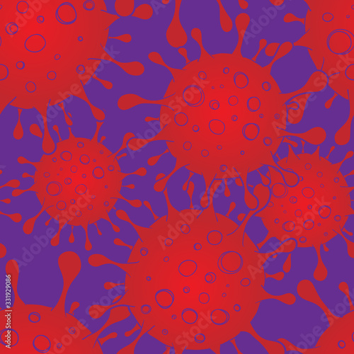 Coronavirus symbol outbreak and coronaviruses influenza seamless pattern. Vector illustration. Coronavirus 2019-nCoV. Pandemic medical health risk, immunology, virology, epidemiology concept.