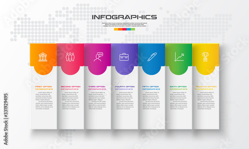 Business infographics template 7 steps rectangle,Vector illustration.