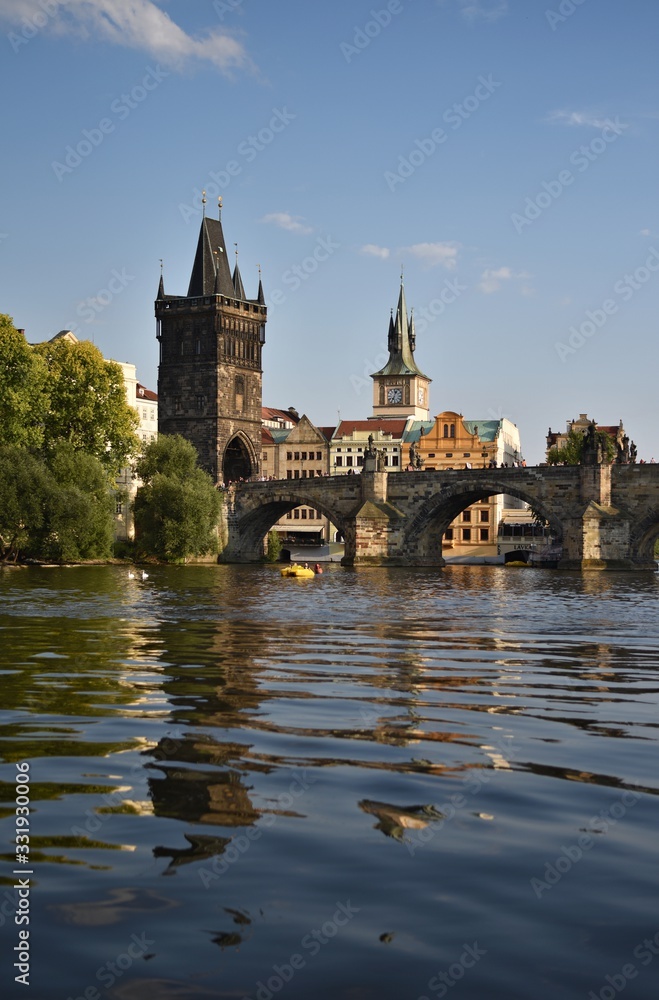 Architecture of Prague from the Vltava River