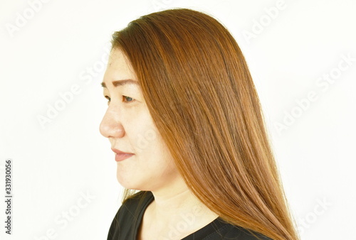Asian woman face portrait on white background