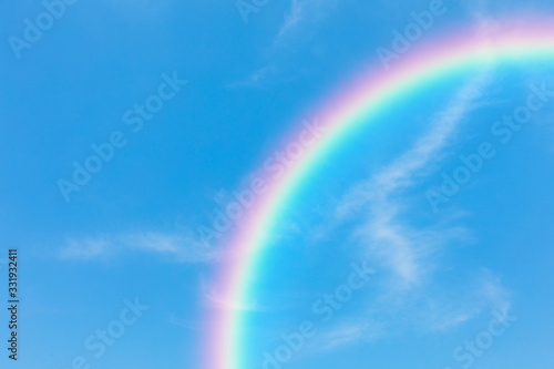 Blue sky and clouds and rainbow background © pushish images
