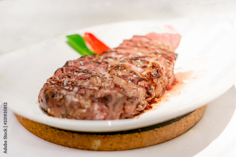 portrait of argentinian beef steak on white plate