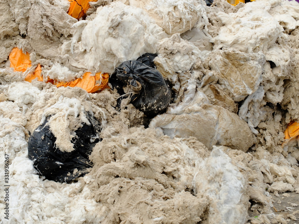 Waste from java cotton, industrial waste in landfill