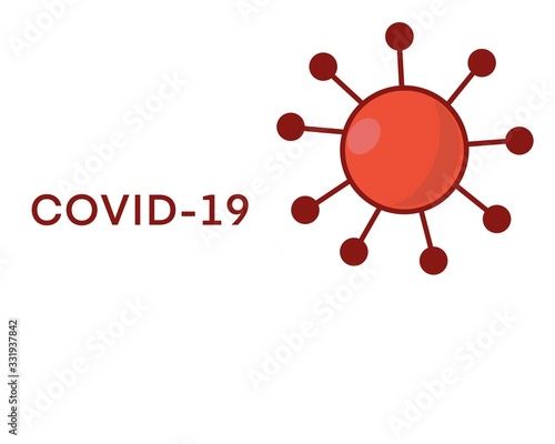 COVID 19 background. COVID virus on white background with text