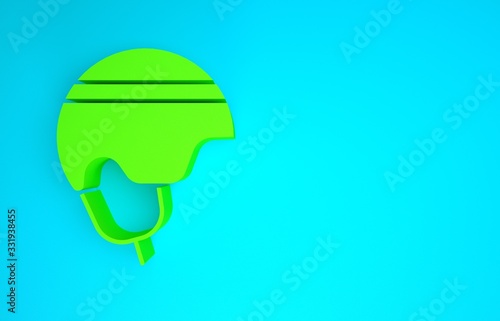 Canvas Print Green Hockey helmet icon isolated on blue background