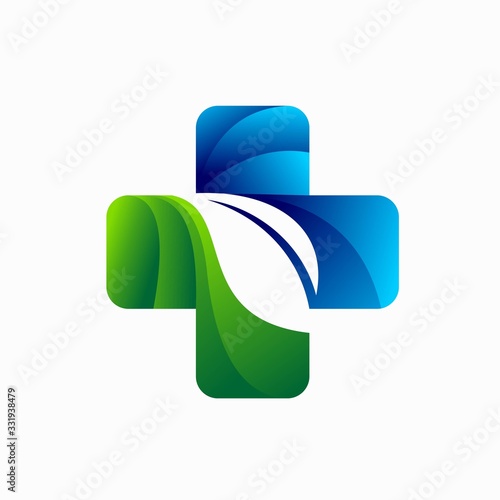 health symbol and leaf concept