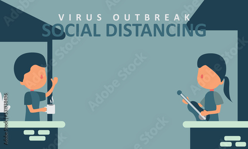 Social Distancing. when virus out break. vector flat design