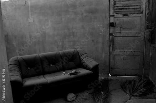 old sofa in a room