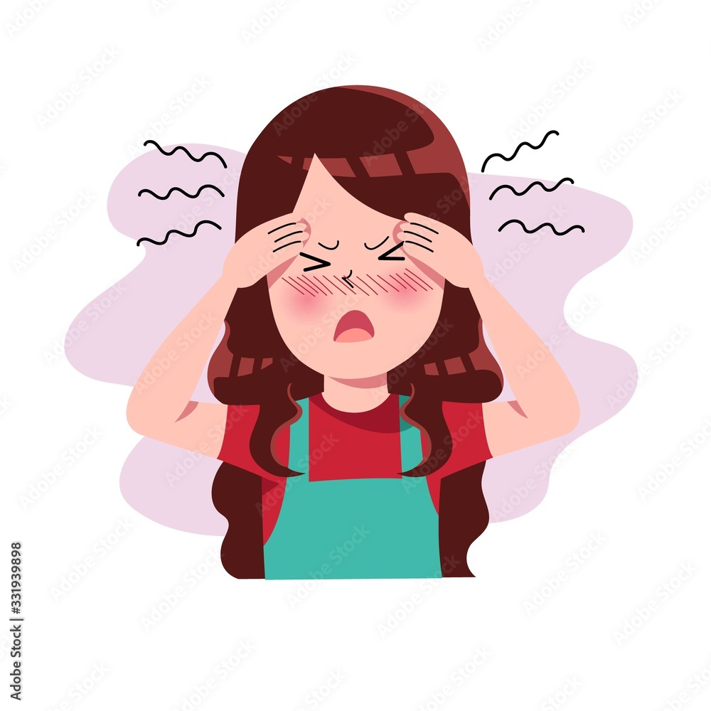 Girls or Woman or People Having Headache. Migraine. Stress. Depression. Frustration and Anger Expression. Sickness Concept. Isolated. Vector Illustration in Flat Cartoon Style. Health and Medical Girls or Woman or People Having Headache. Migraine. Stress. Depression. Frustration and Anger Expression. Sickness Concept. Isolated. Vector Illustration in Flat Cartoon Style. Health and Medical