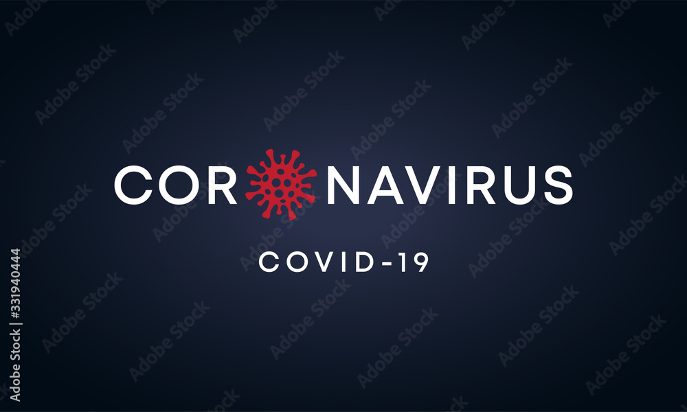 Coronavirus simple black banner with red virus shape
