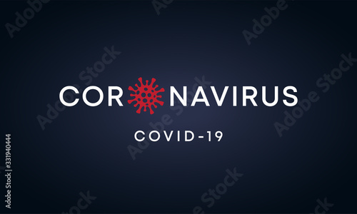Coronavirus simple black banner with red virus shape