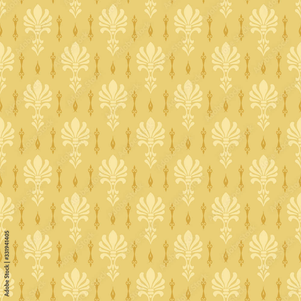 Gold background wallpaper, seamless pattern in Asian style,   vector illustration