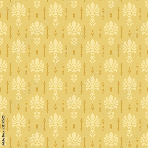 Gold background wallpaper, seamless pattern in Asian style, vector illustration