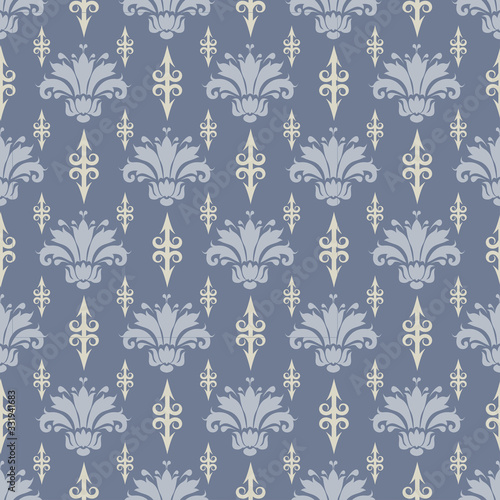 Damask seamless pattern on a silver background for your design, vector