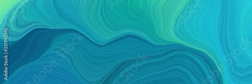 very futuristic banner with waves. elegant curvy swirl waves background illustration with light sea green, dark cyan and dark turquoise color