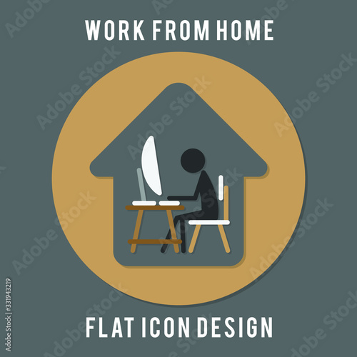 work from home. work at home. working time. office at home. flat icon design.