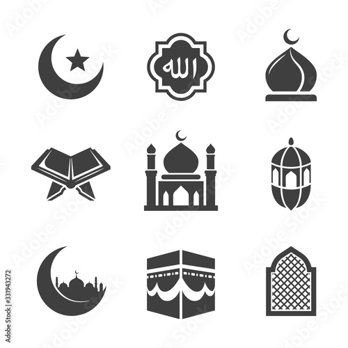 set of islamic icons vector image