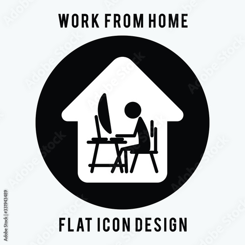 work from home. work at home. working time. office at home. flat icon design.
