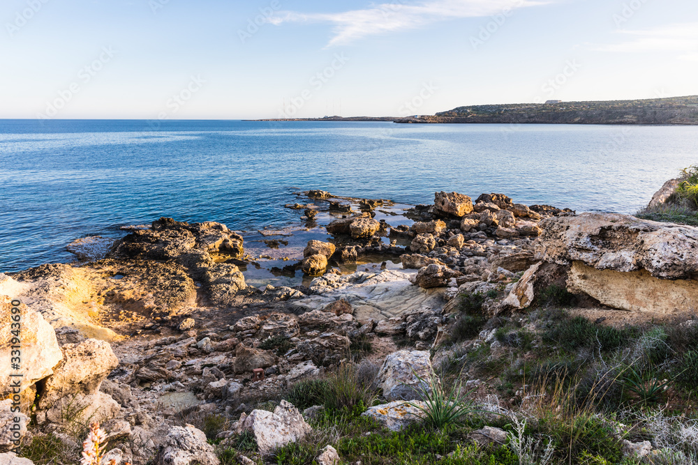 views from the walking path between the beaches of Protaras, Cyprus
