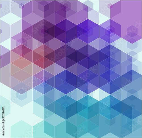 Vector Abstract geometric background. Blue hexagon shape