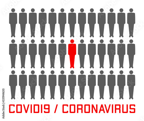 Vector simple illustration of an infected man in a crowd